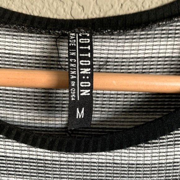 Cotton On Tank Top Dress black and white Stripes Ribbed Cotton Size Medium - Picture 2 of 4